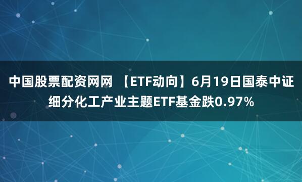 中国股票配资网网 【ETF动向】6月19日国泰中证细分化工产业主题ETF基金跌0.97%